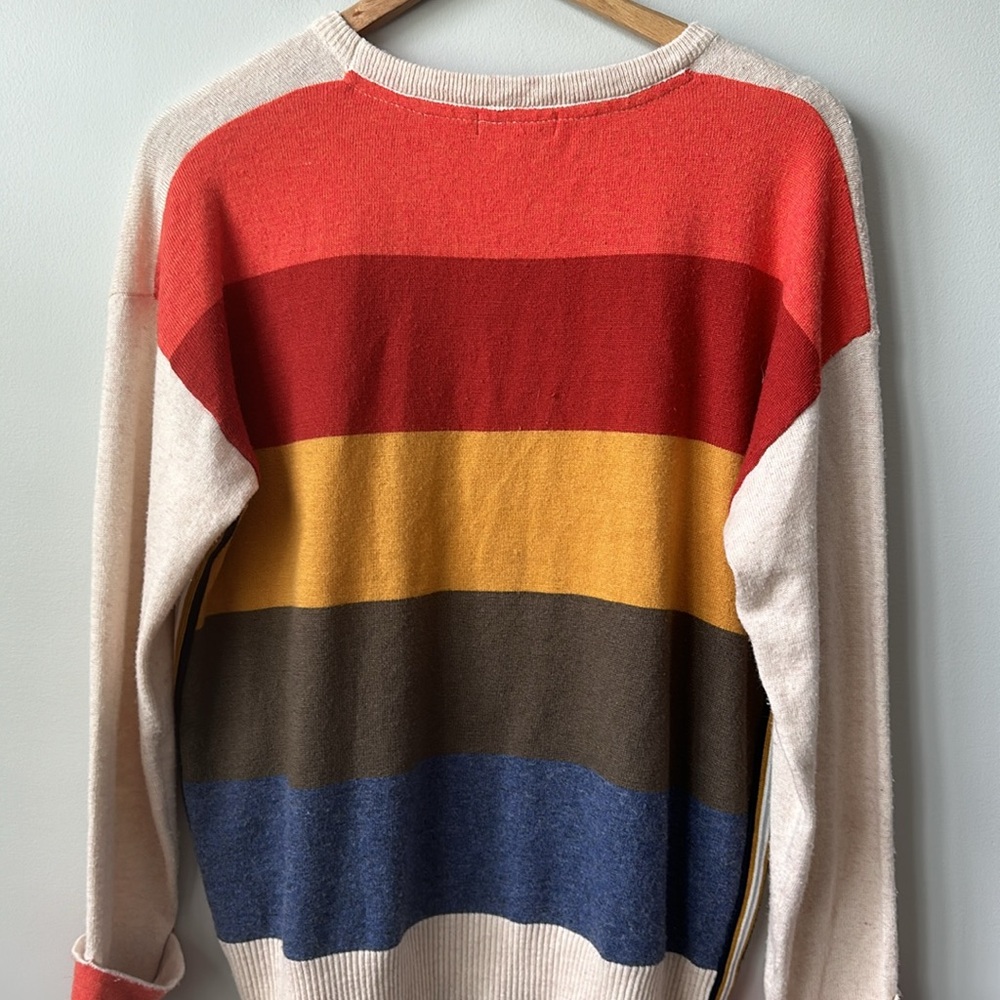 Skies Are Blue color block wool blend lightweight sweater M - Picture 8 of 8